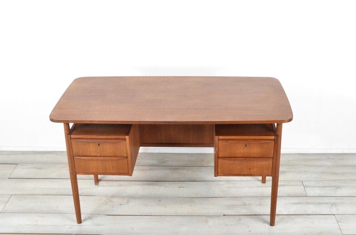 Midcentury Danish Teak Desk By Gunnar Nielsen For Tibergaard. Vintage / Modern / Retro. photo buy