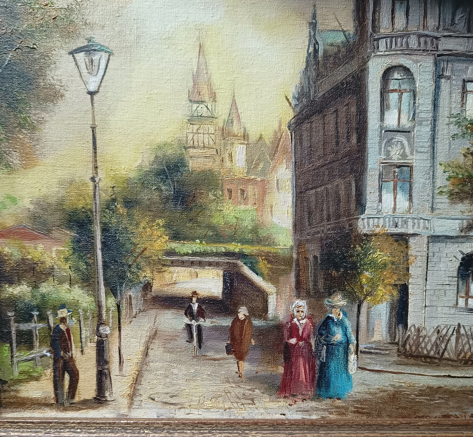 Original Oil Painting German Street Scene Signed Harry Maria Eggert. photo vinterior