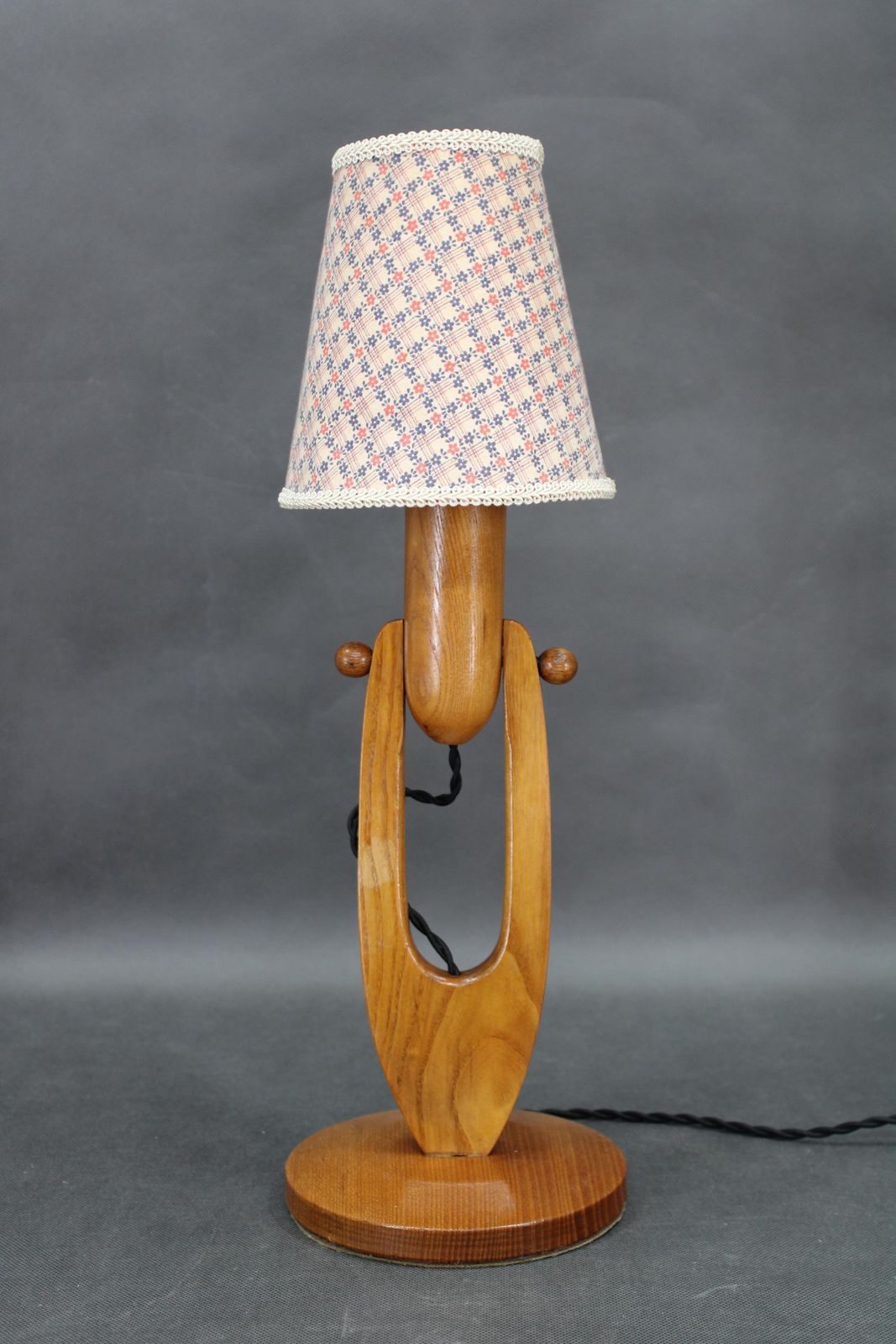 Pair Of Mid Century Adjustable Wooden Table Lamps, Czechoslovakia, 1970s photo for sale