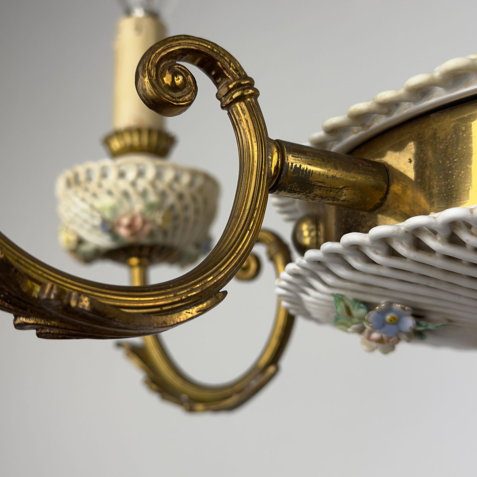 photo vinterior Art Nouveau Capodimonte Chandelier, Italy 1930s