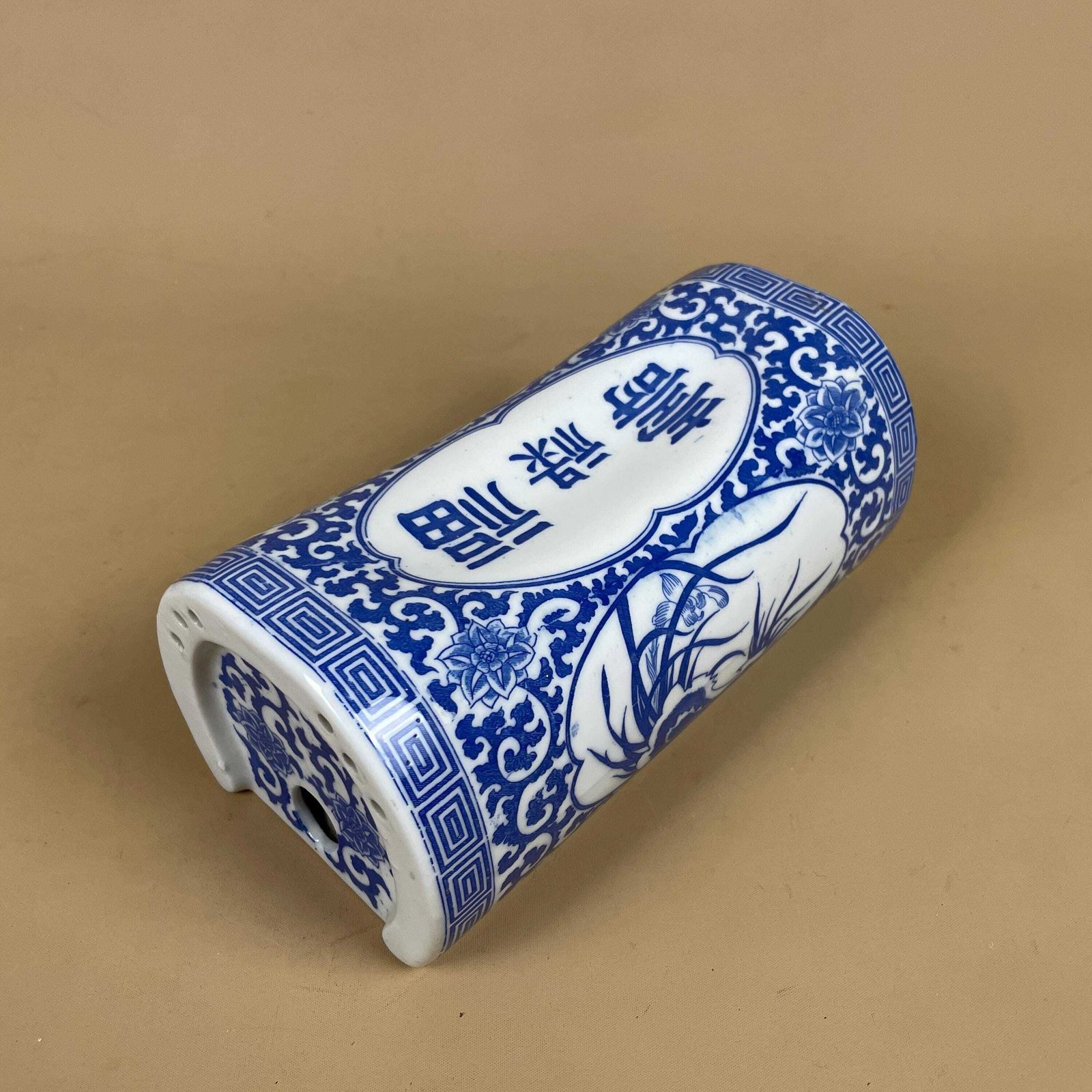 Chinese Blue White Porcelain Pillow Ceramic Neck Rest Traditional Oriental Asian Headrest Decorative photo Home Decor