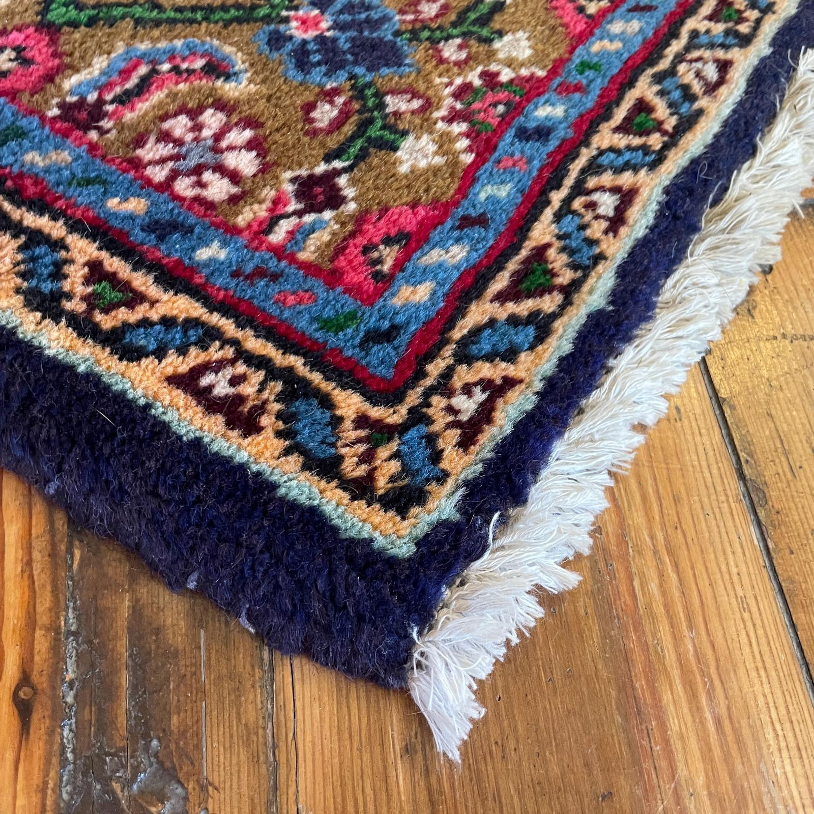 125.0 Antique Hand Woven Rug Carpet Mat Rectangle Wool Vintage Pattern Floor Mat Handmade Textile Patterned 124x57cm Runner Multicoloured Tassels photo