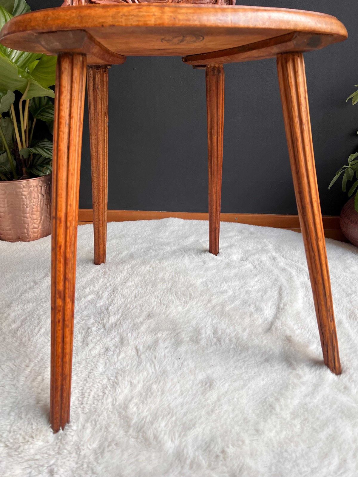 Antique Swiss Alpine Chair C. 1880   Rare Memento Mori Skull & Poppy Carving photo furniture