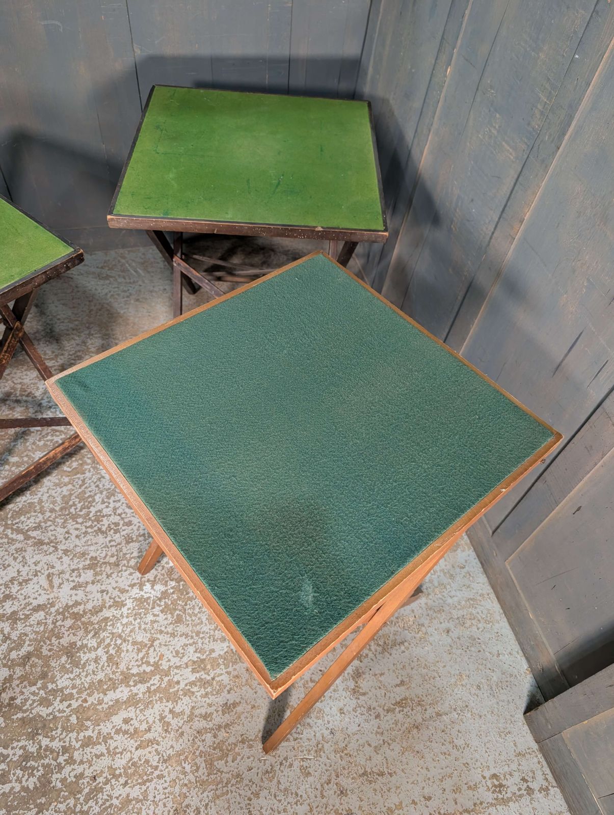 Ex Church Hall Three Vintage Baizetop Card Tables photo 72.0