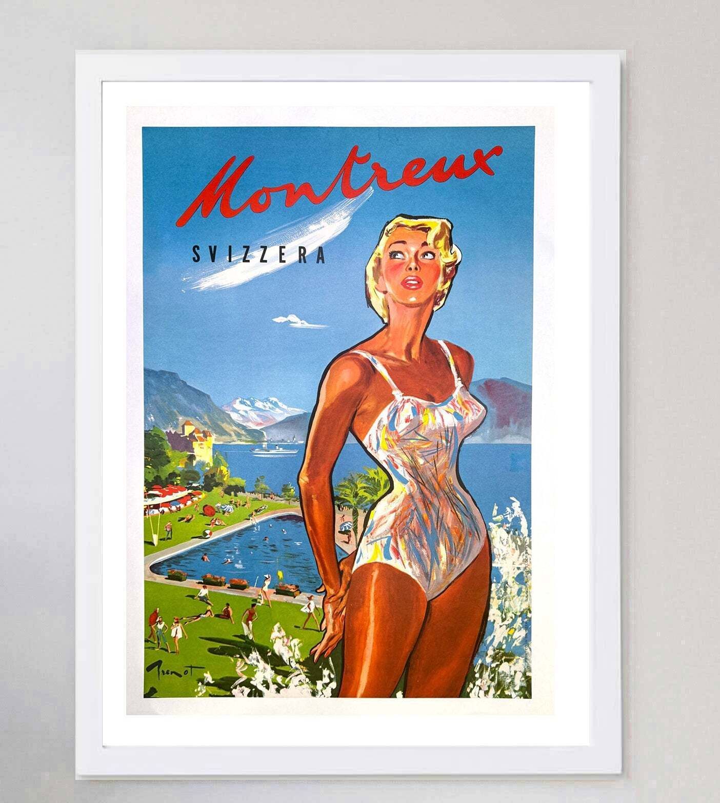 Montreux, Swizzera Original Vintage Poster photo for sale