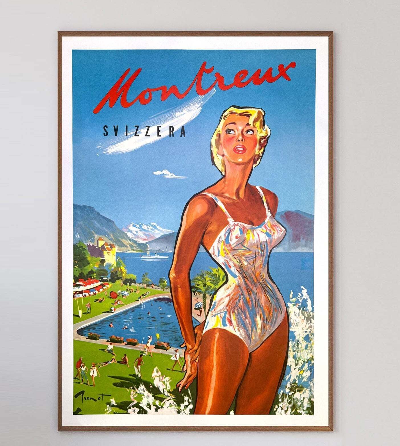 Montreux, Swizzera Original Vintage Poster photo 1706.0