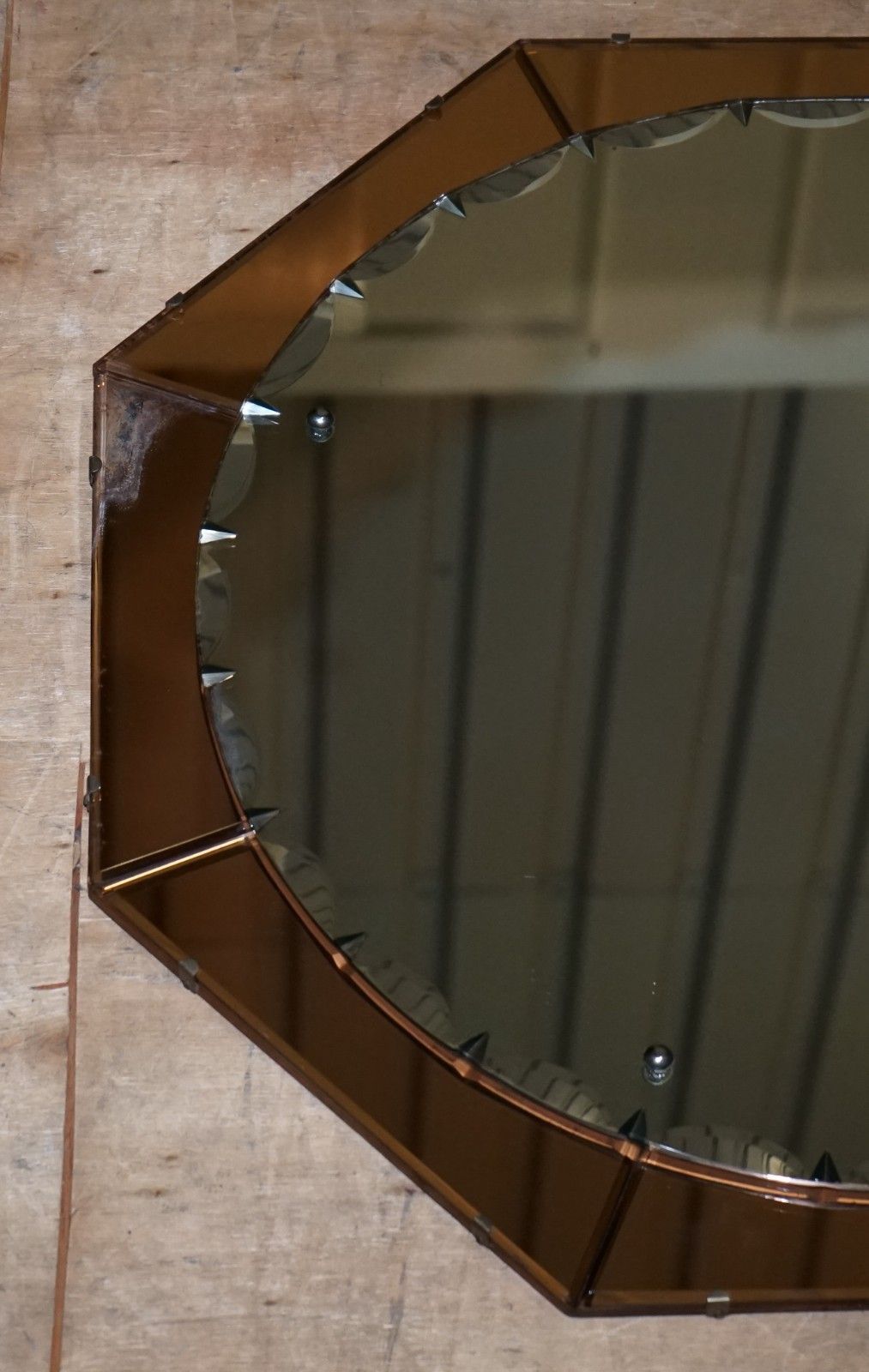 Stunning Large French Art Deco 1920's Peach Coloured Wall Mirror photo furniture