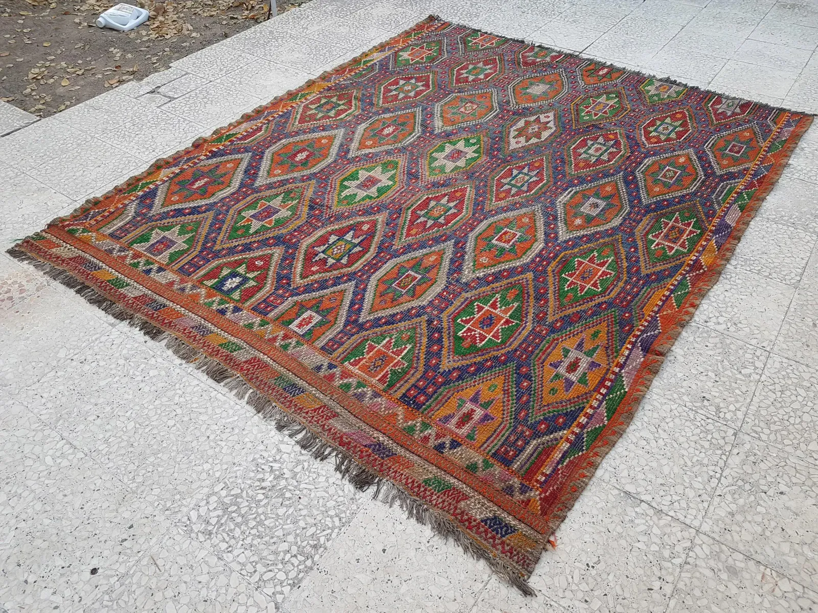 Turkish Jajim Kilim Rug 6'1" X 7'5" photo for sale