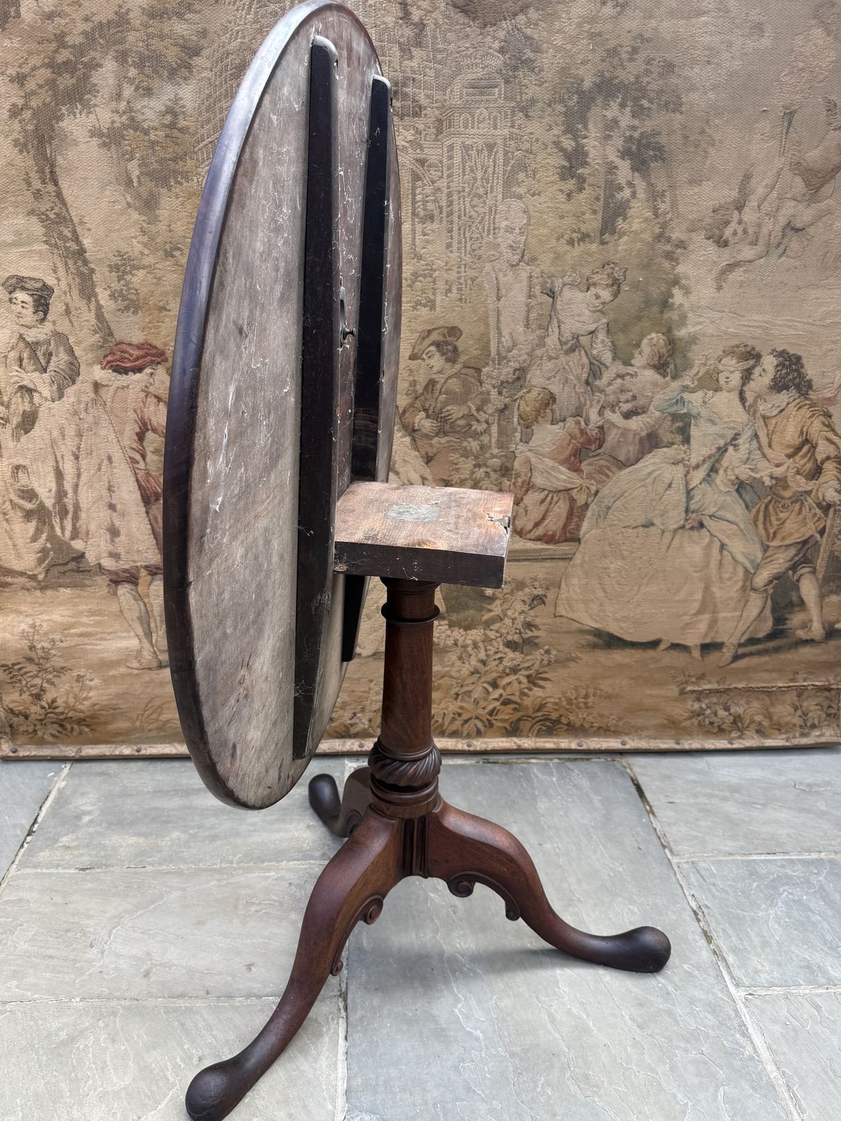 Antique Rare 18th Century Irish Carved Mahogany Tripod Table Circa 1750 photo vintage