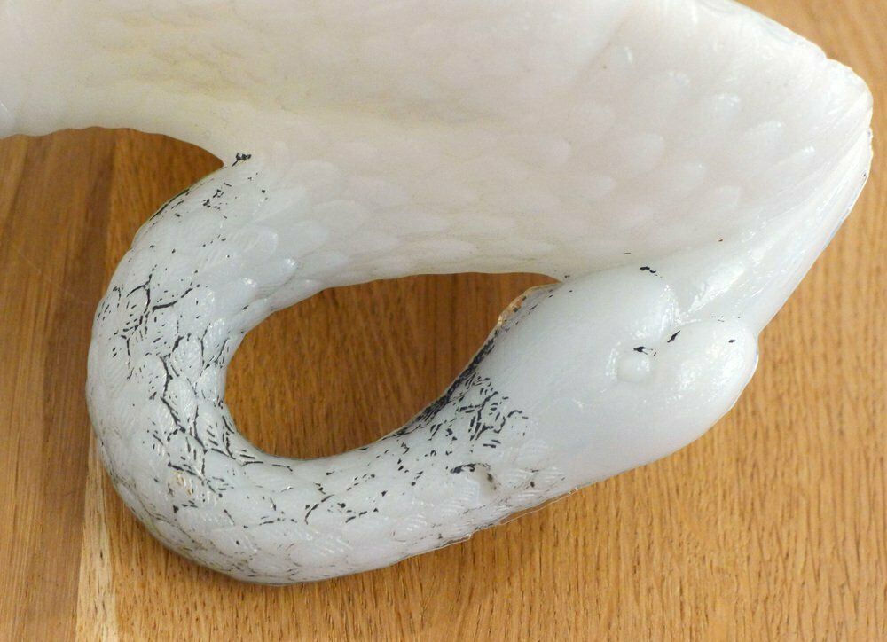 White Opaline Glass Swan Butter Dish By Vallérysthal, 1890s photo Art