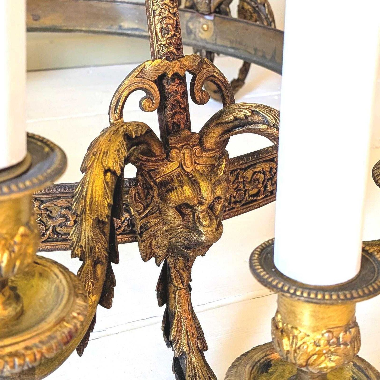 A Stunning Vintage French Gilt Brass Chandelier   Rewired And Ready To Hang C1920 photo Lighting