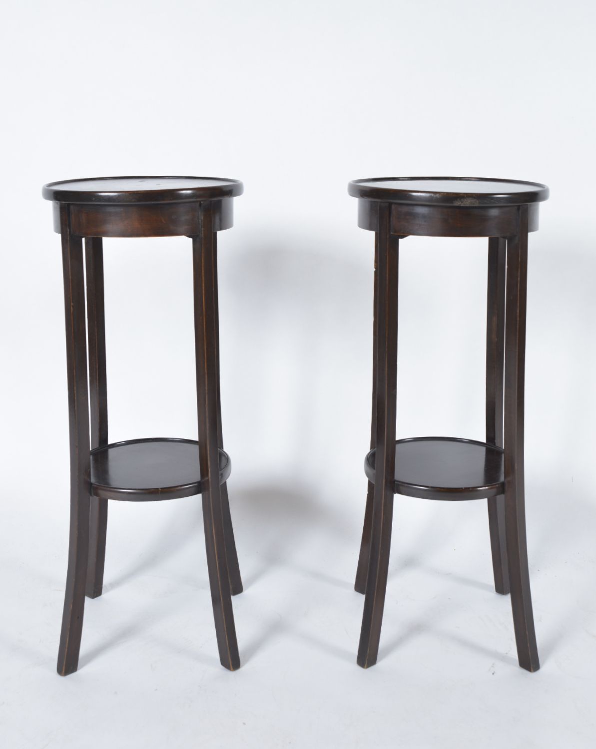 Pair Antique Mahogany Birch Wood Plant Stands Jardinières Torchiere English photo Furniture
