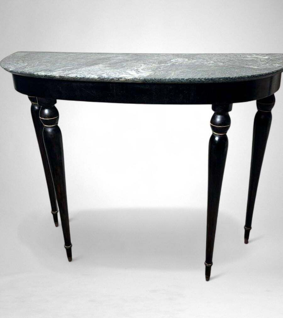 Italian Console Table 1950s In Ebonized Wood And Verde Alpi Marble photo furniture