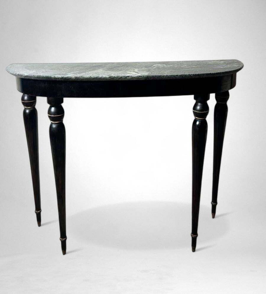 Italian Console Table 1950s In Ebonized Wood And Verde Alpi Marble photo Furniture