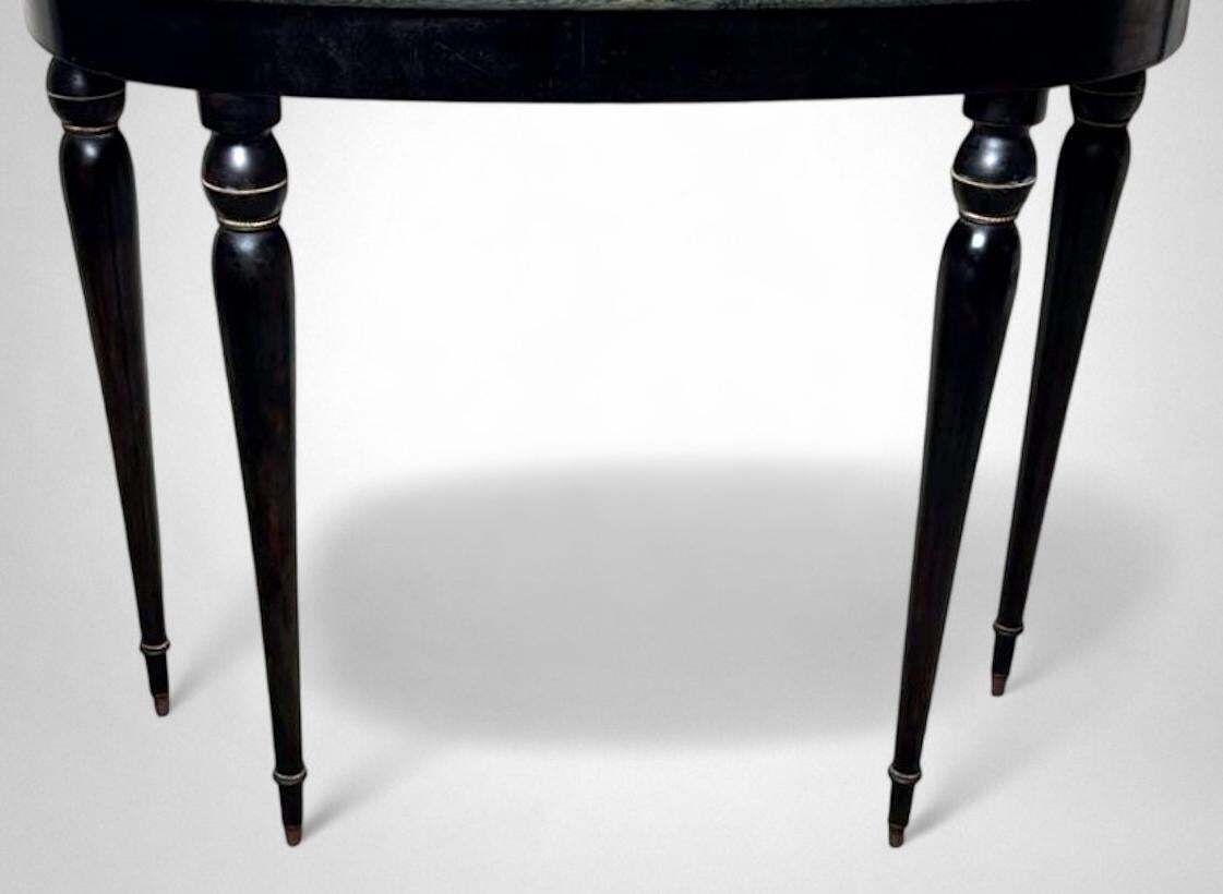 Italian Console Table 1950s In Ebonized Wood And Verde Alpi Marble photo vinterior