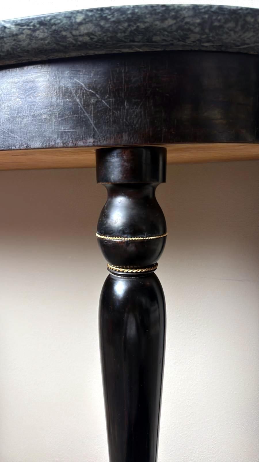 1856.0 Italian Console Table 1950s In Ebonized Wood And Verde Alpi Marble photo