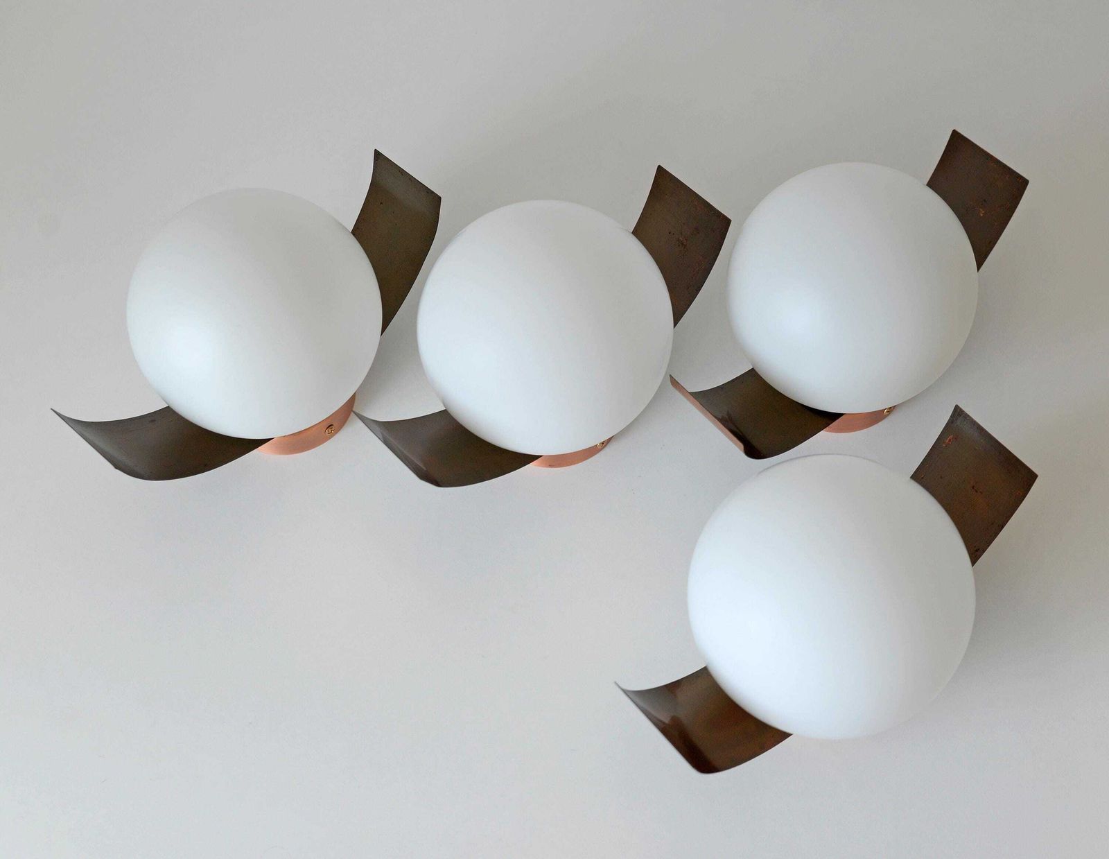 Vintage Wall Lamps / 1 Of 4 / Brutalist Sconces / Copper Ceiling Light / Mid Century Sputnik Light Fixture / Yugoslavia 1970's / photo 186.0