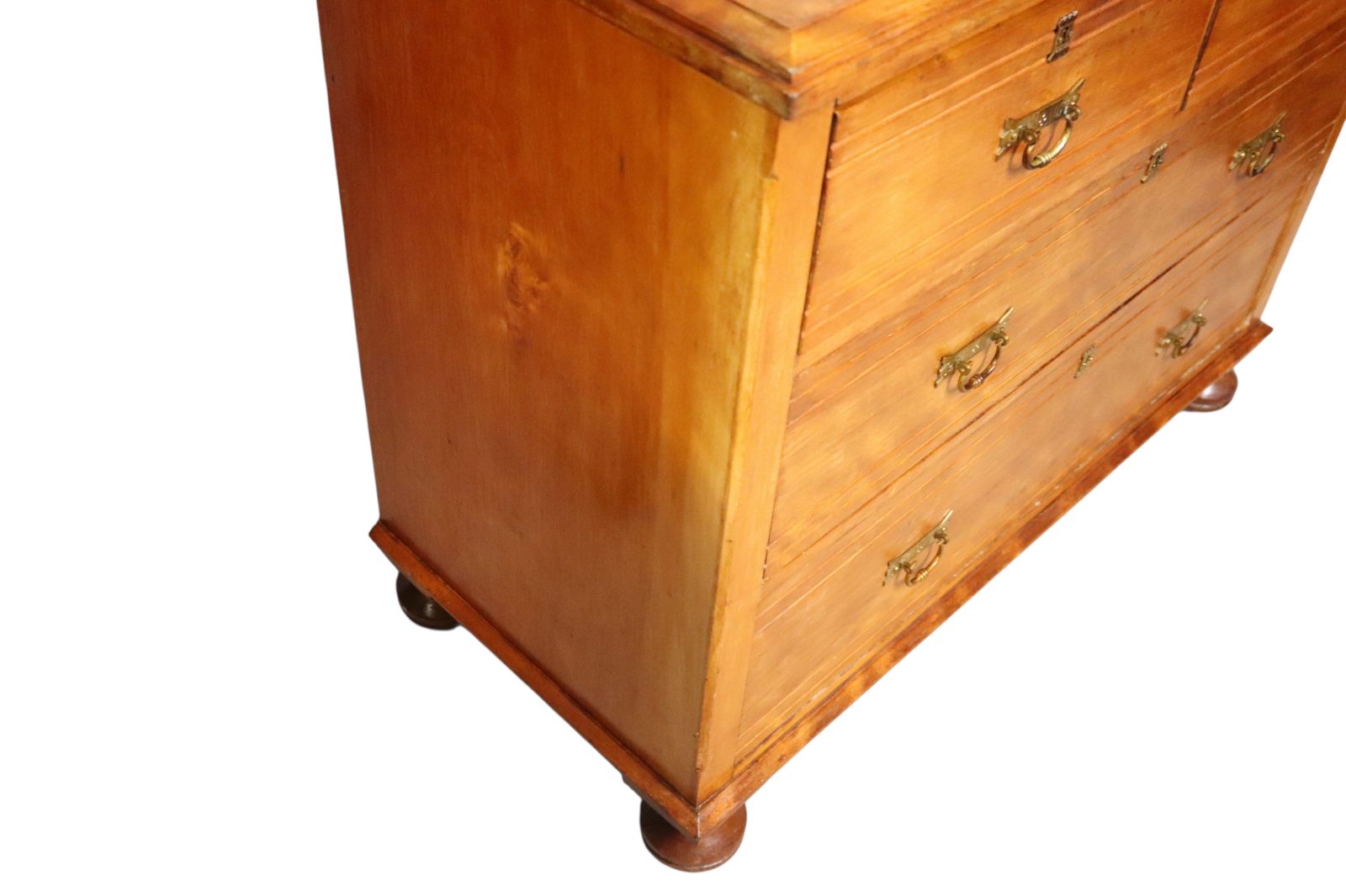 Antique Edwardian Satin Walnut Chest Of Drawers photo vintage