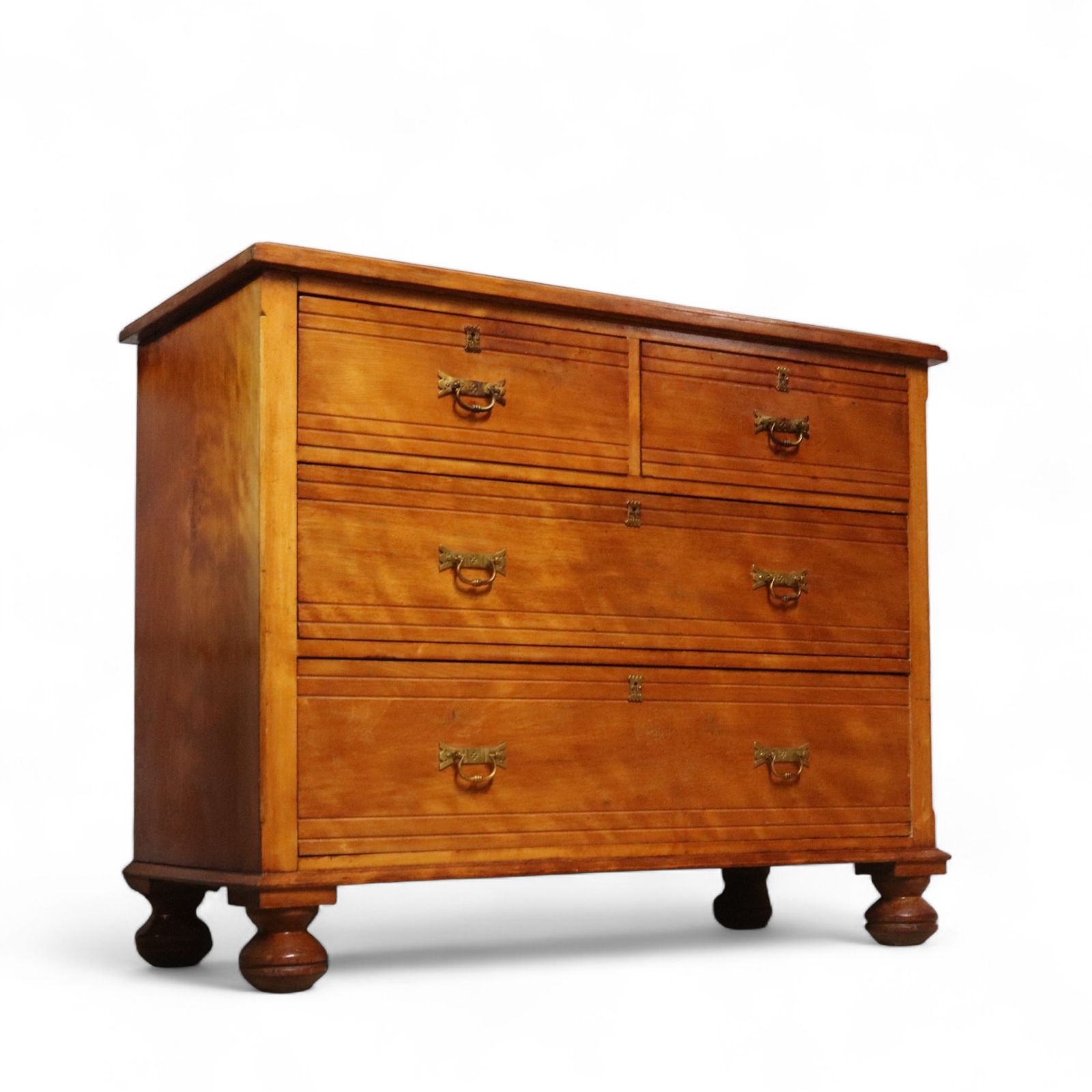 Furniture Antique Edwardian Satin Walnut Chest Of Drawers photo