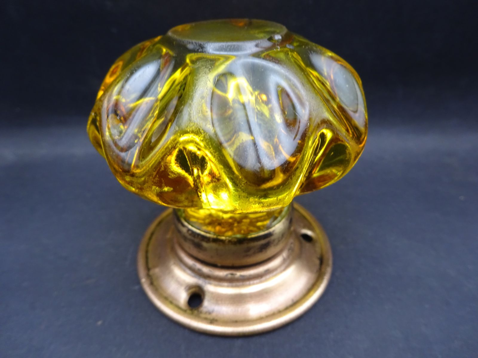 Victorian Yellow/Amber Glass Door Knob