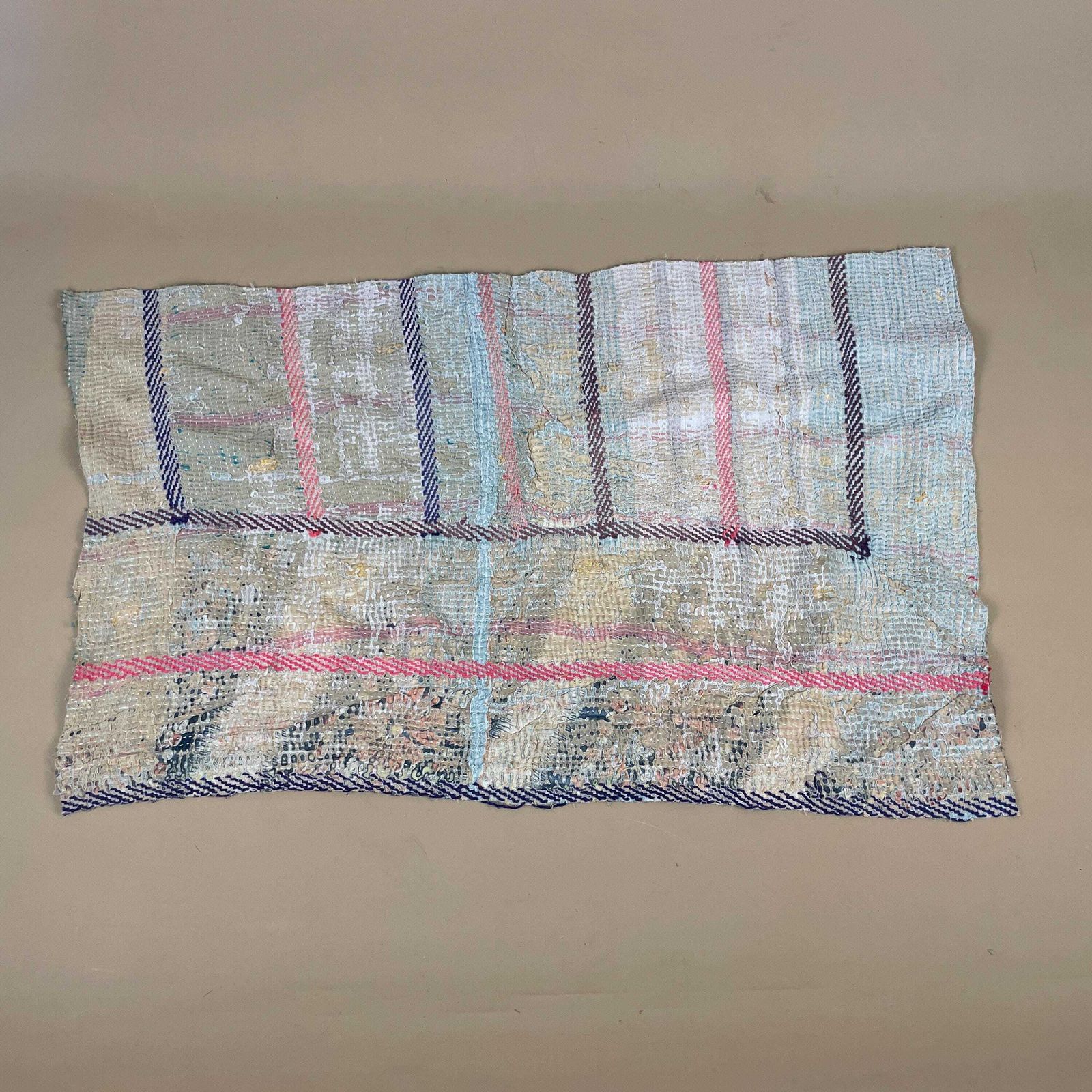 Indian Fabric Hand Embroidered Pattern Tapestry Cotton Handmade Craft Traditional Cloth India Stitched Rectangle 63x39cm Mat photo 61.0