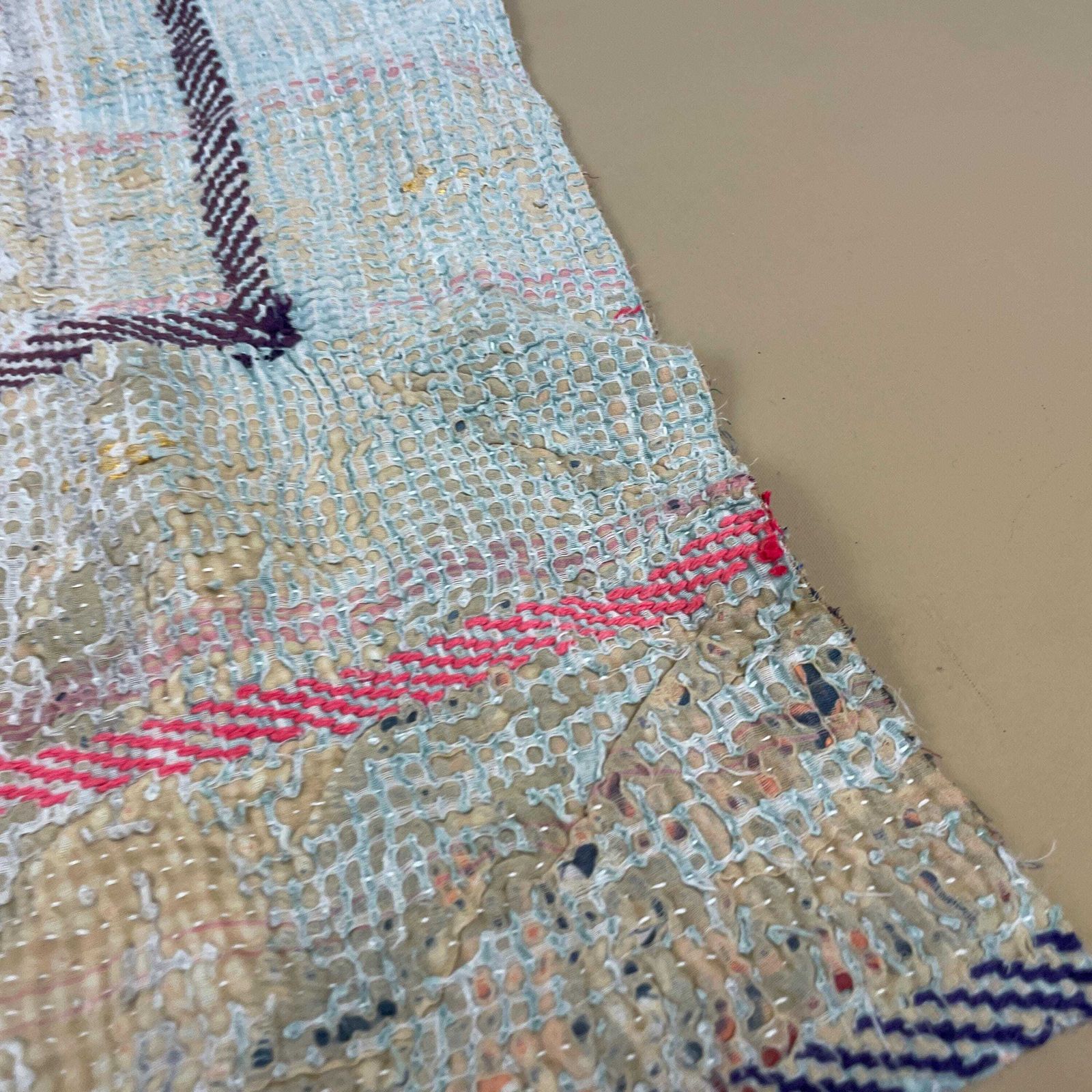 photo furniture Indian Fabric Hand Embroidered Pattern Tapestry Cotton Handmade Craft Traditional Cloth India Stitched Rectangle 63x39cm Mat