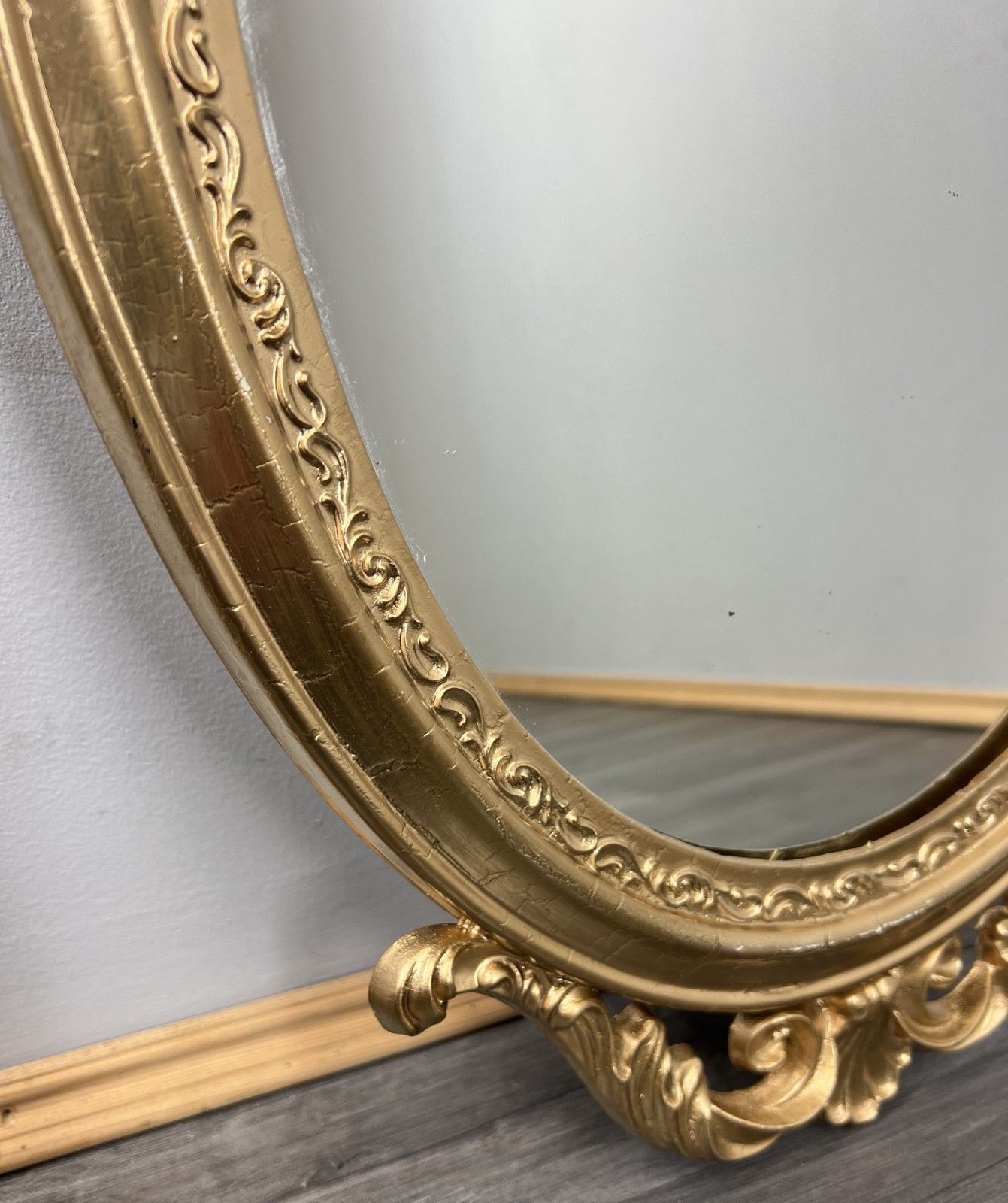 Mirror Vintage French Ornate Oval Wall Mirror Gold Finish Wall Decor Lot 4715 photo 149.0