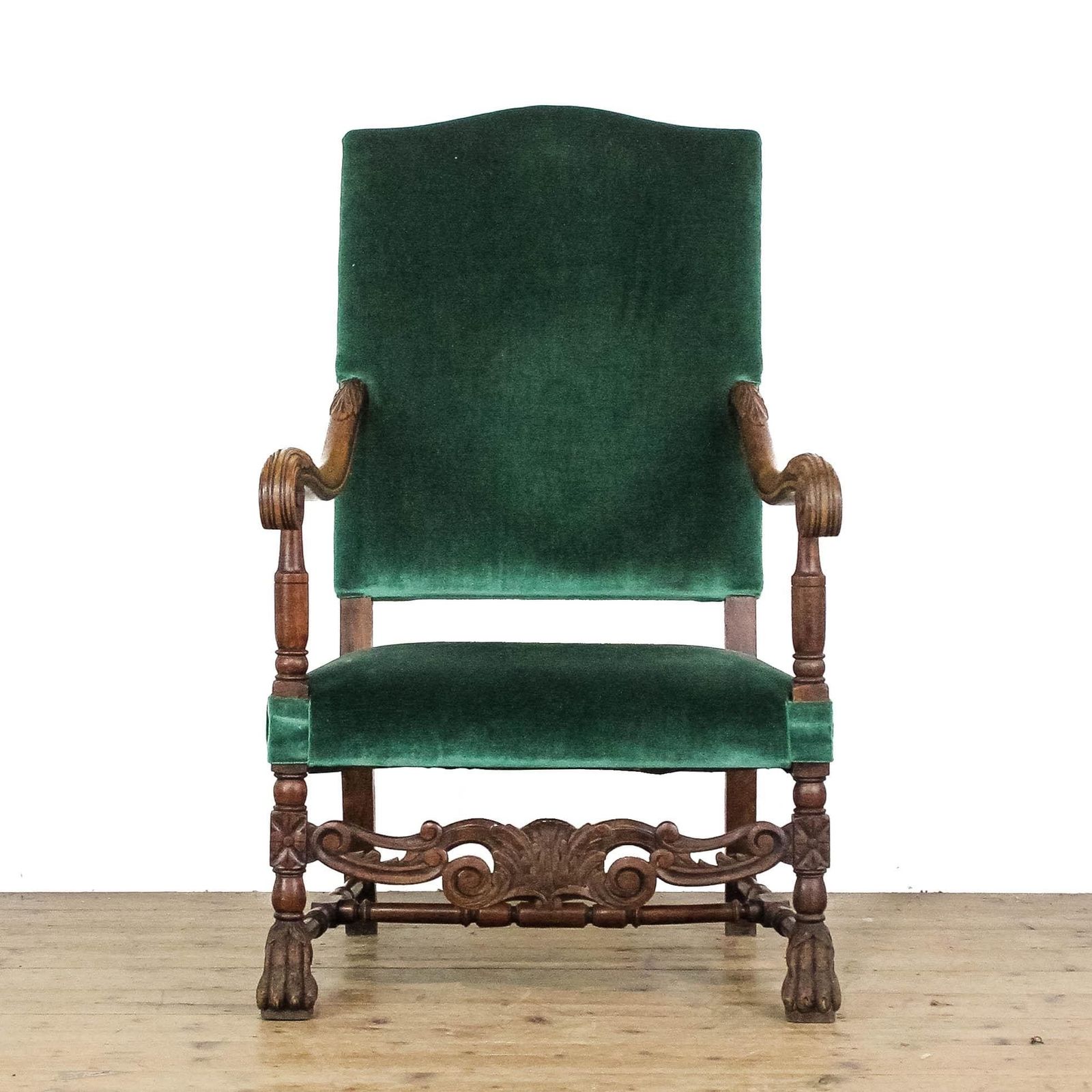 Antique Victorian Green Upholstered Armchair photo for sale