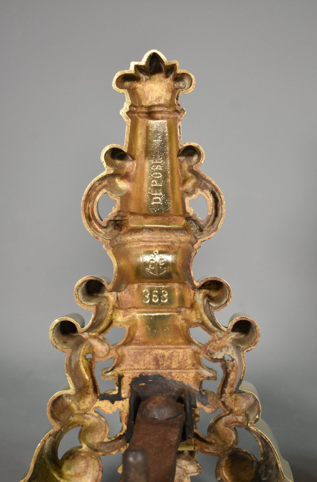 photo vintage Pair French Antique Brass Fire Dogs / Andirons   Early 20th Century