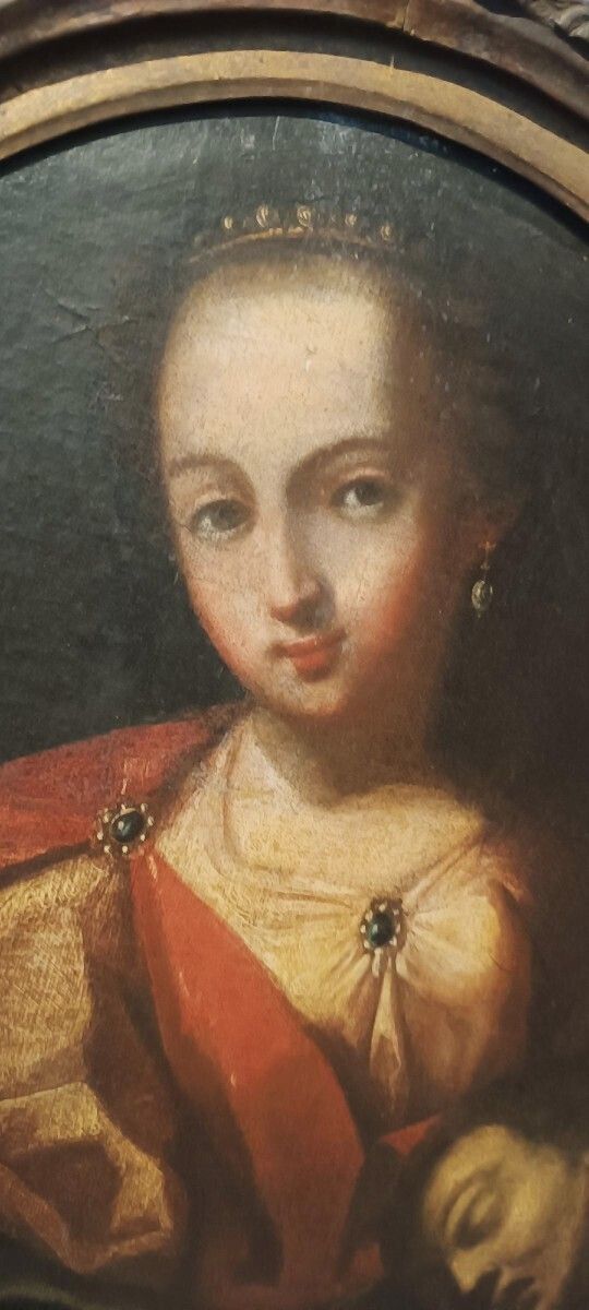 photo for sale Antique Oil Painting On Canvas, Salome Holding The Head Of John The Baptist   18th Century