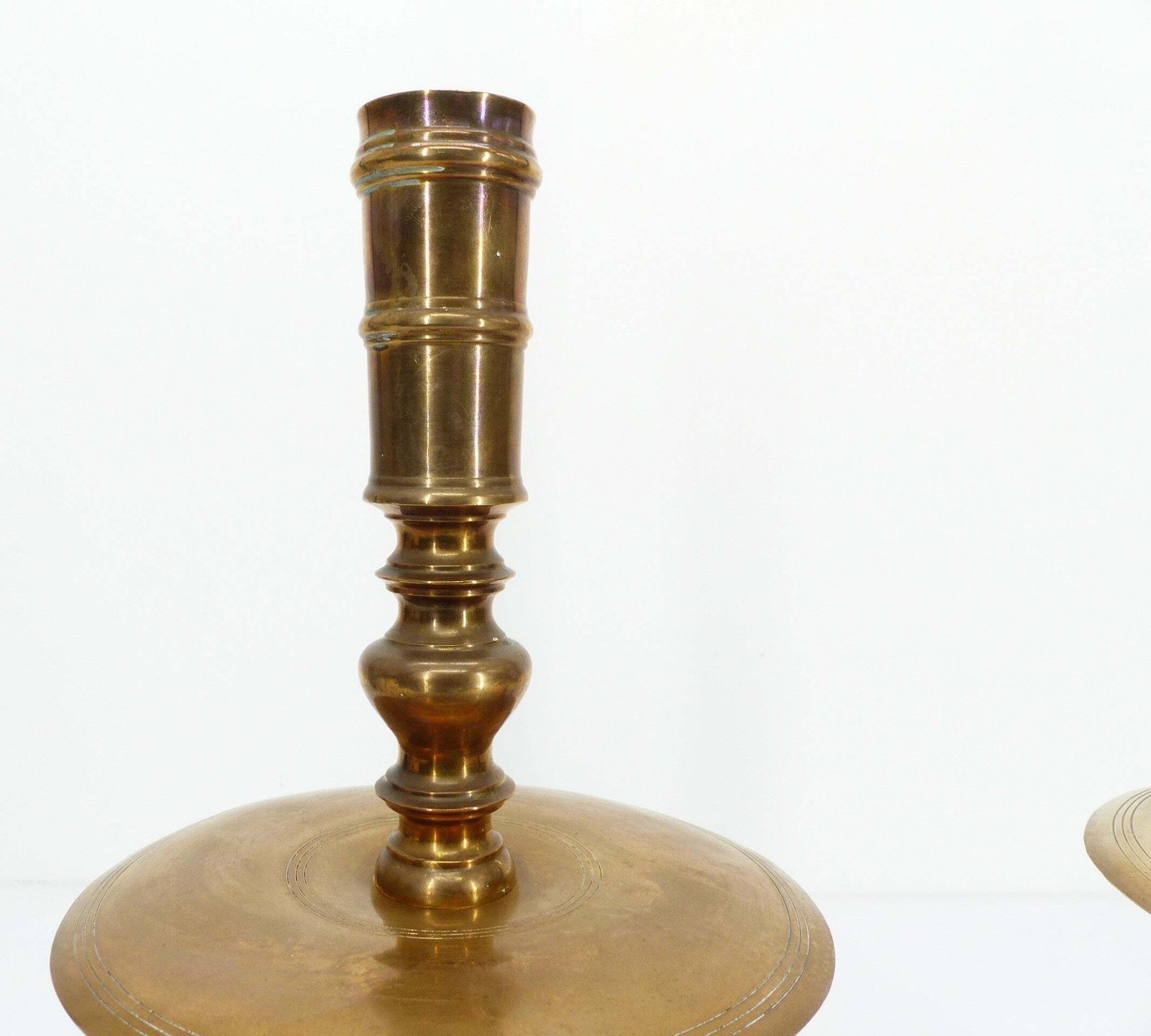 Pair Of Brass Altar Candlesticks, Vietnam, 20th Century photo vinterior