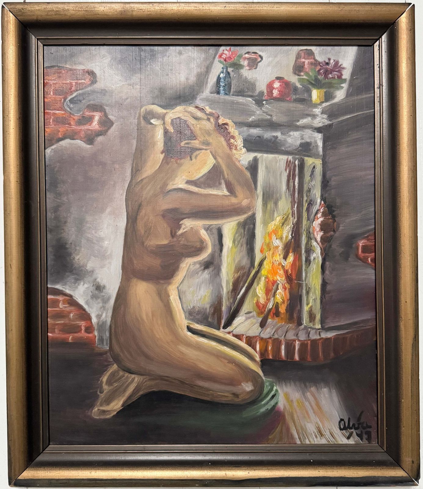 After The Cold 1947. Vintage Swedish Oil Painting.