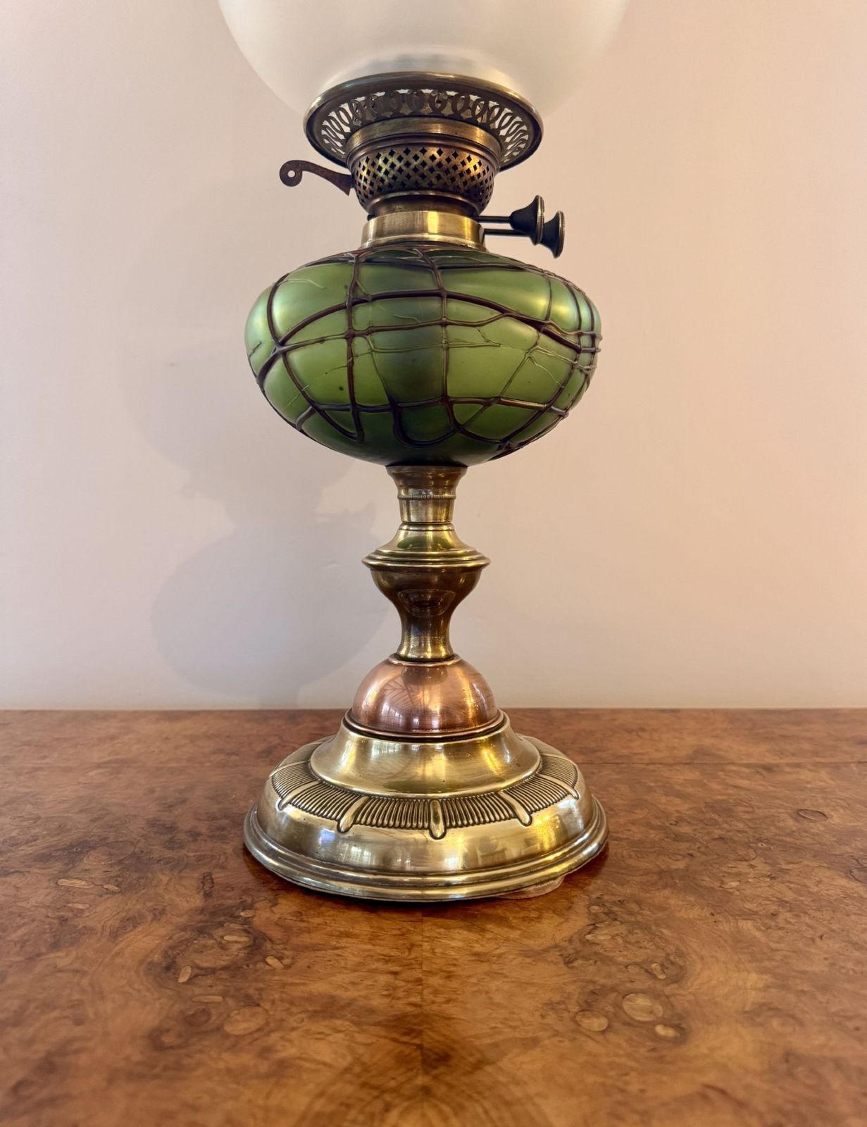 Wonderful Quality Antique Copper & Brass Oil Lamp photo Lighting