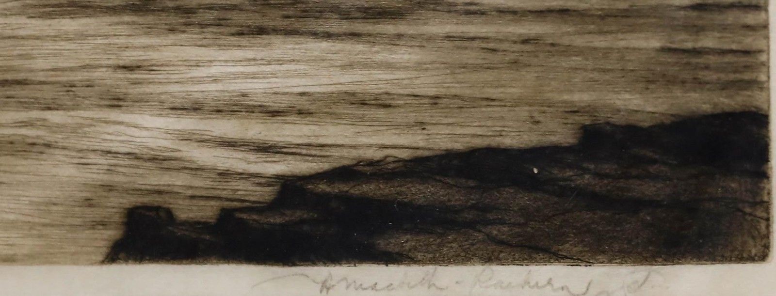 Framed Early 20th Century Etching Mountain Top Ruins photo vinterior