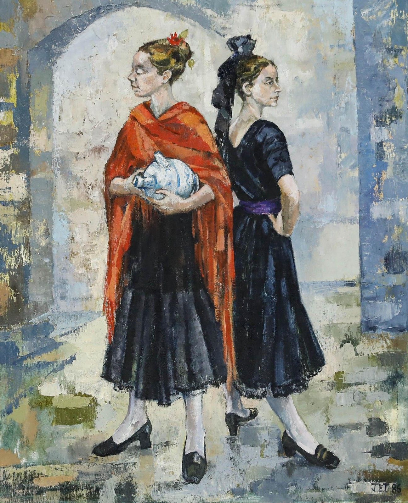 Joanne Thomson (1935 2024) 1986 Oil, Dancers photo furniture