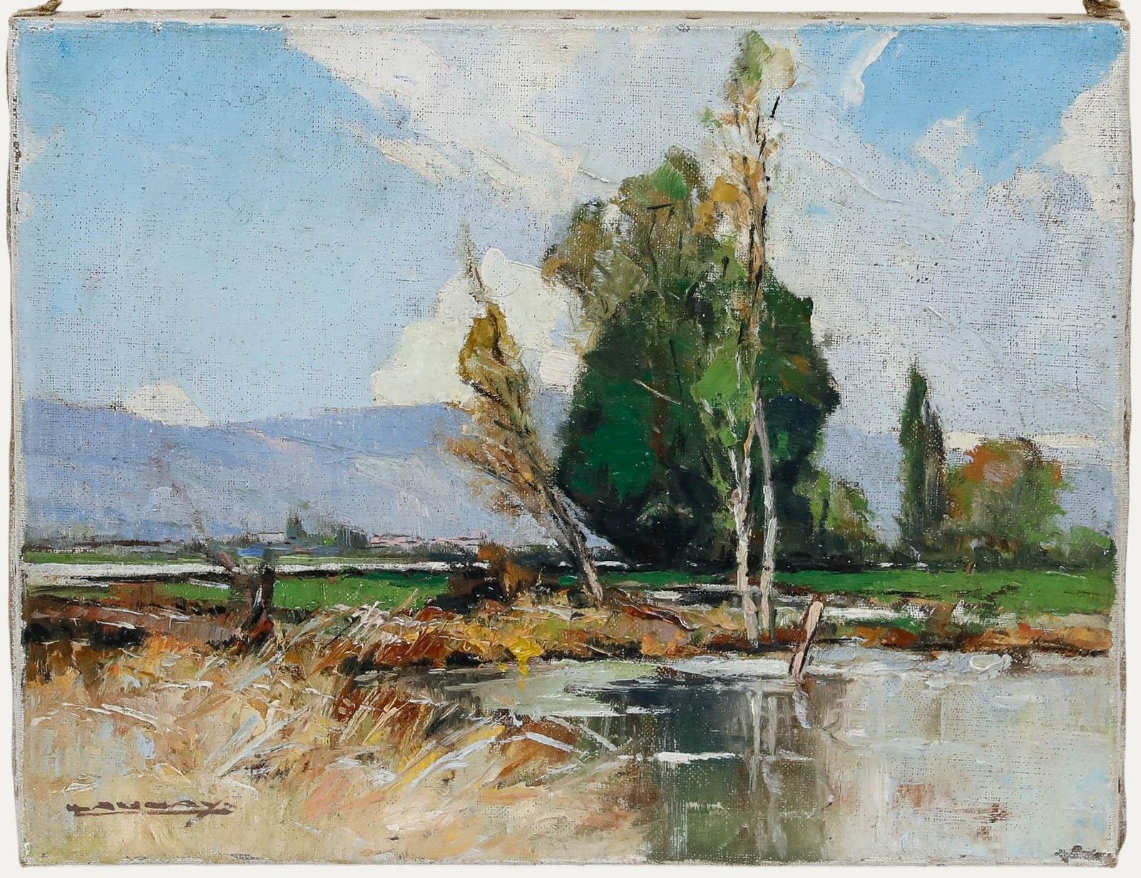 Leon Launay (1890 1956) Early 20th Century Oil, View In Bozel, France
