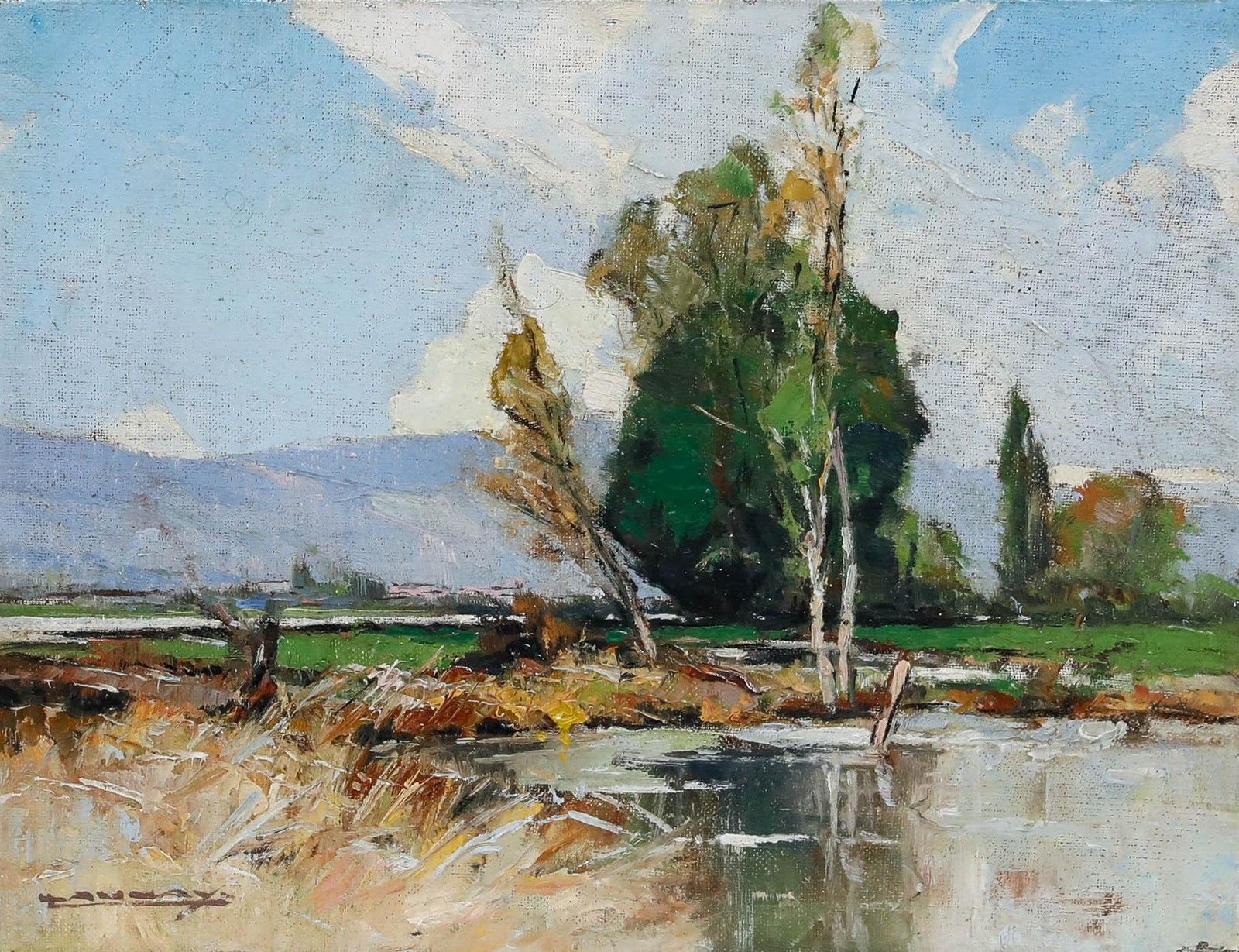 Leon Launay (1890 1956) Early 20th Century Oil, View In Bozel, France photo furniture