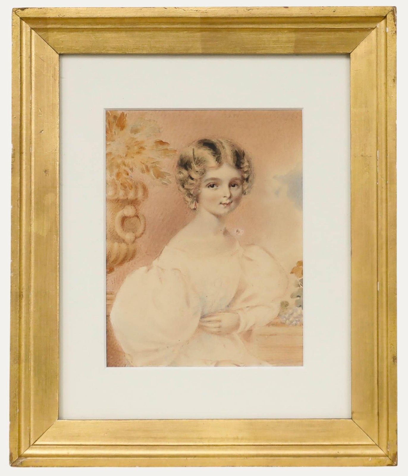 Attrib. Elizabeth Walker (1800 1876) Watercolour, Portrait Of A Regancy Girl