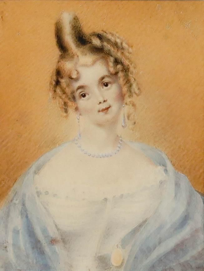 Attrib. Elizabeth Walker (1800 1876) Watercolour, Portrait Of A Regency Lady photo furniture