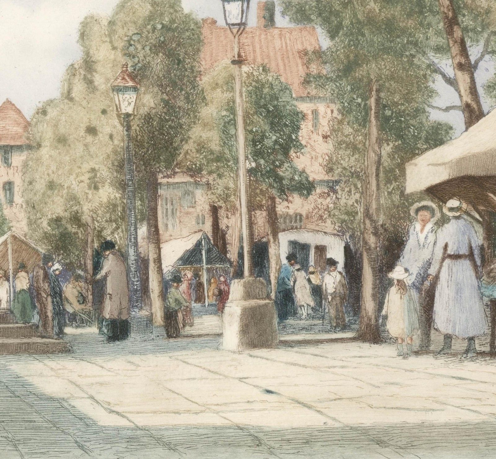 William Tatton Winter (1855 1928) Early 20th Century Etching, Salisbury Market photo for sale