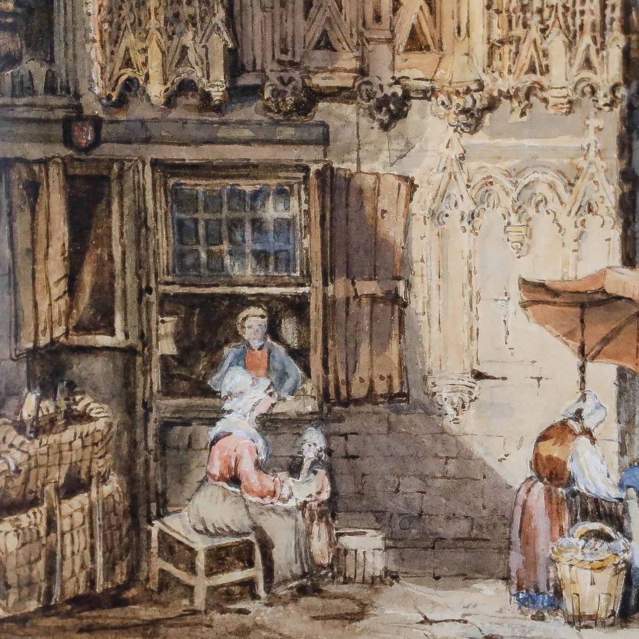 After Samuel Prout (1783 1852) 19th Century Watercolour, Marketplace At Bruges photo 275.0