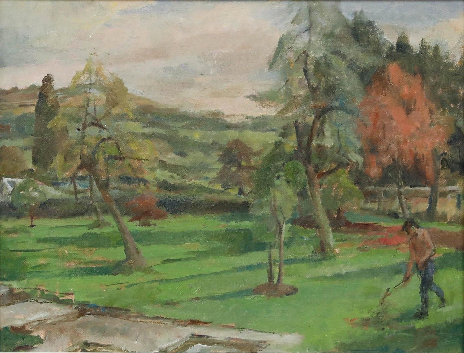 Attrib. Margaret Adelaide Norman (1908 1976) 20th Century Oil, The Gardener photo furniture