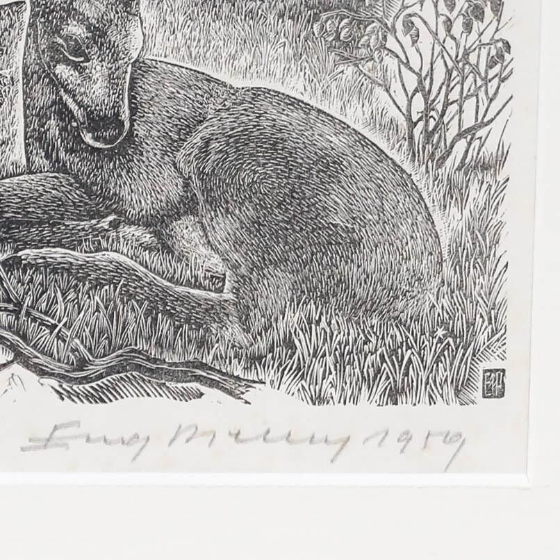 Eugene Pichell (1905 1976) Framed 1959 Wood Engraving, The Fawn photo vinterior