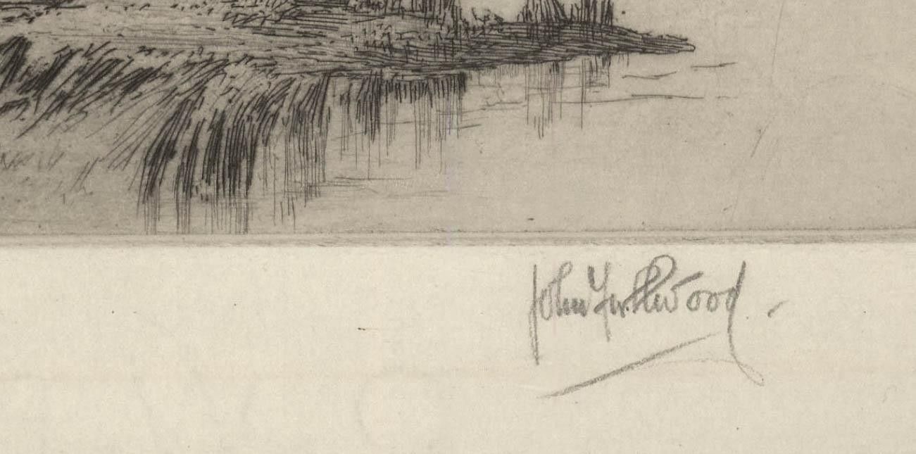 John Fullwood Rba (1854 1931) Early 20th Century Etching, The Footbridge photo Art
