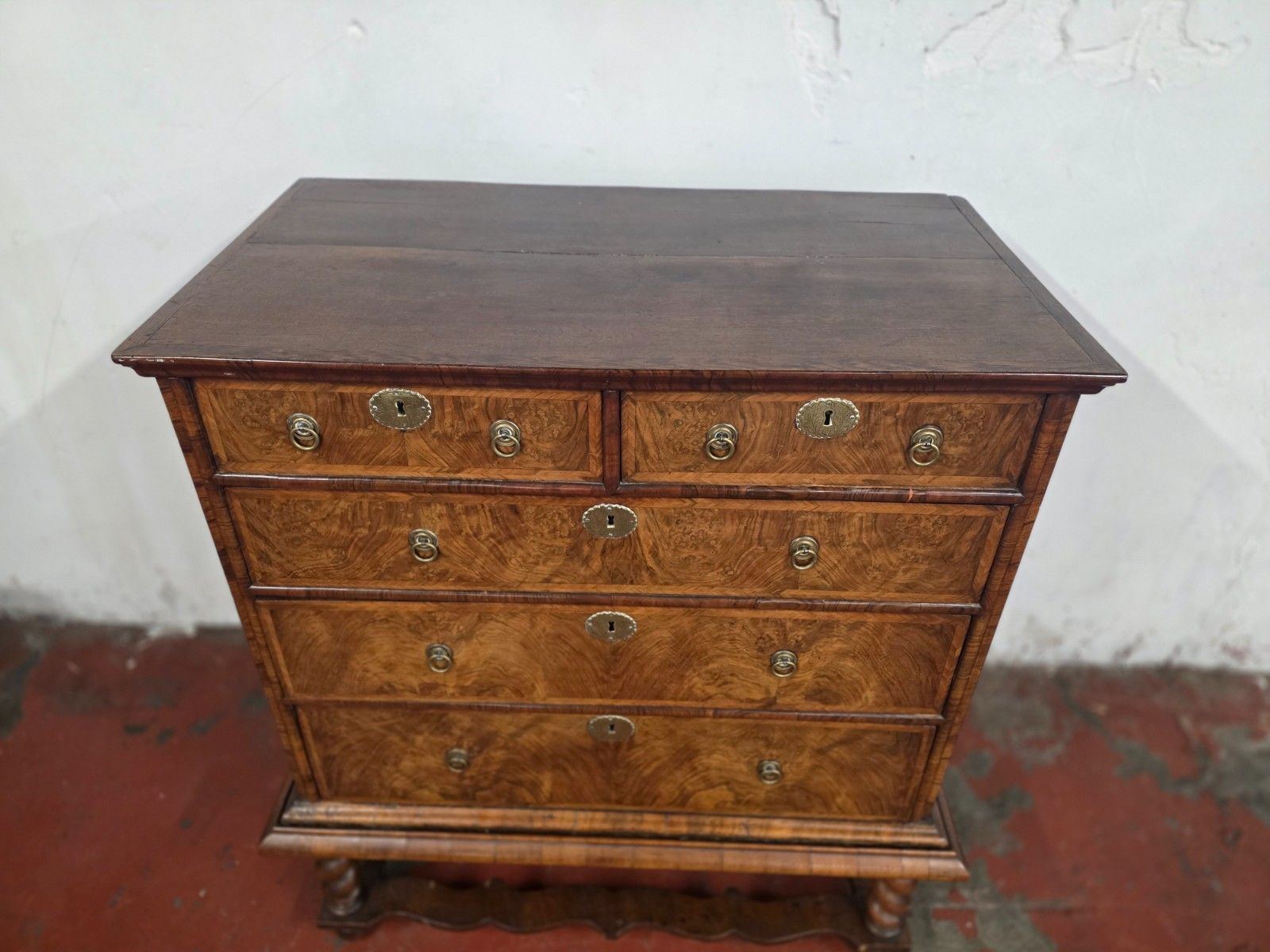 Antique Burr Walnut Queen Anne Chest On Stand 1710. photo Furniture