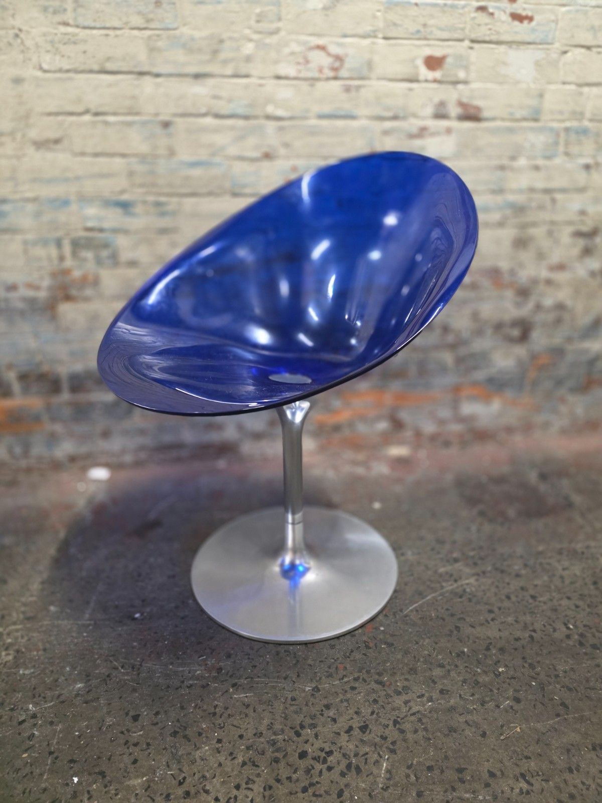 Pair Of Kartell Eros Swivel Armchairs In Blue Designed By Philippe Starck photo buy
