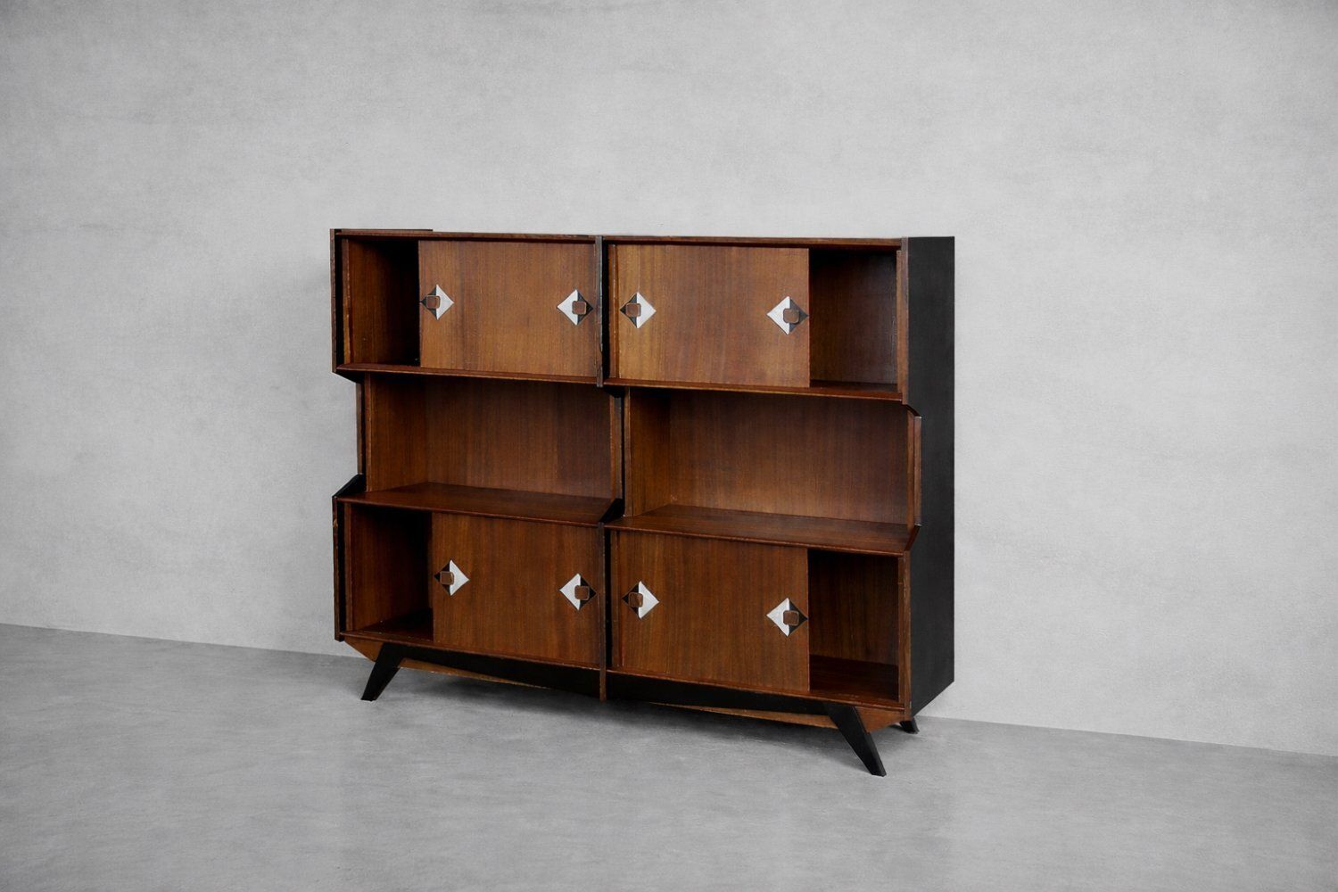 Mid Century Deens Modern Teakhouten Dressoir Met Handgeschilderd Patroon, Ca. Jaren 1950 photo vintage