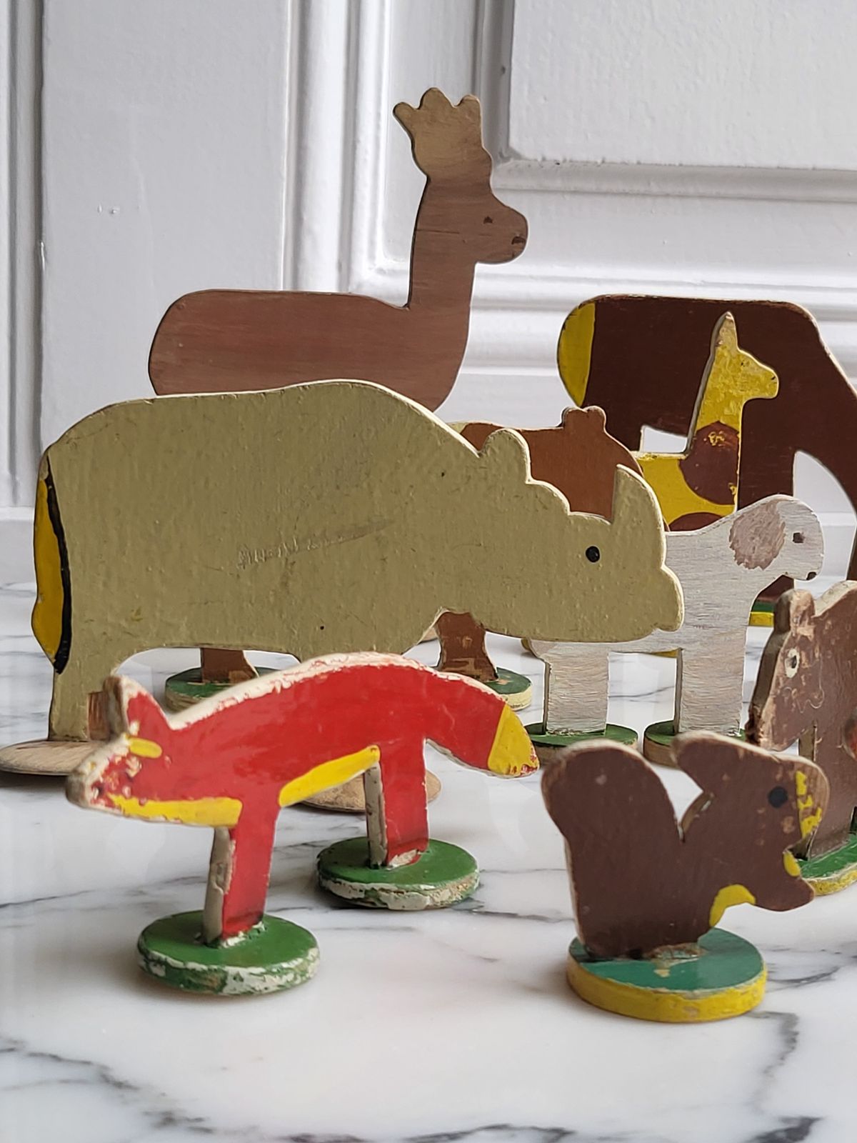 Set Of 20 Wooden Folk Art Animals, 1950s photo furniture