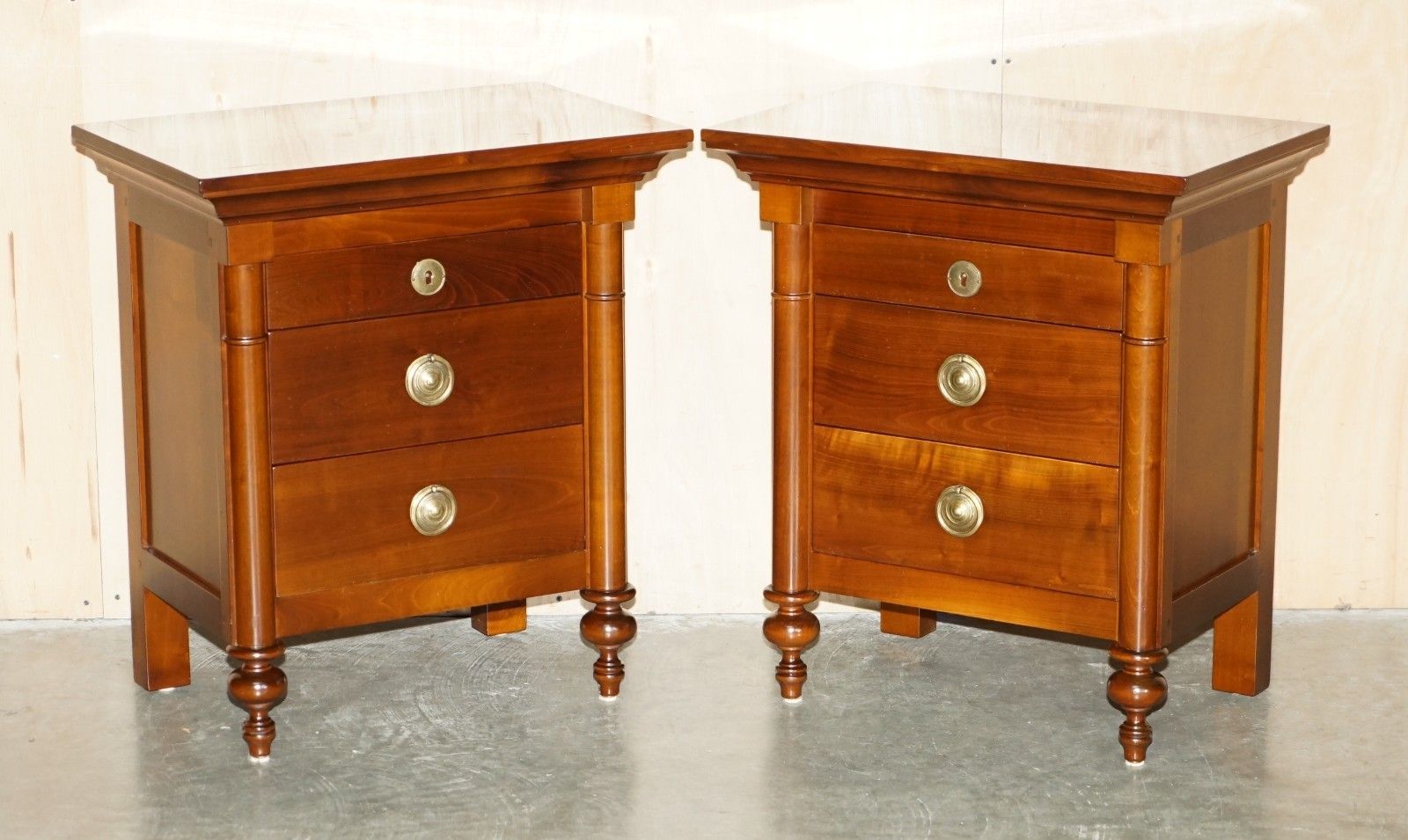 Pair Of Grange Furniture Paris France Cherrywood Nightstands Or Lamp Wine Tables photo furniture
