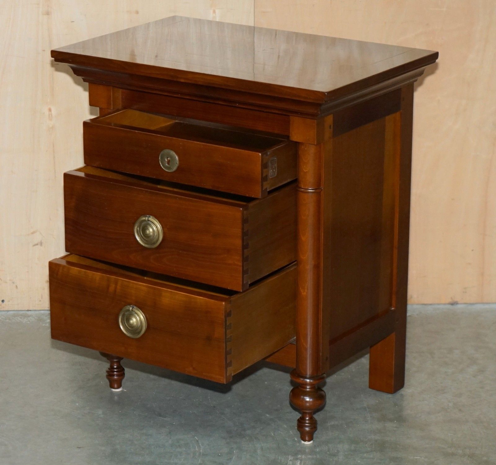 photo vintage Pair Of Grange Furniture Paris France Cherrywood Nightstands Or Lamp Wine Tables
